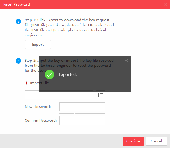 SADP Reset Password Exported