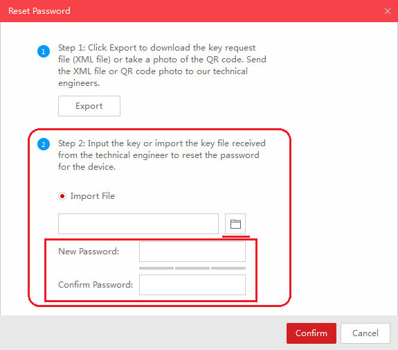 SADP Reset Password Step 2